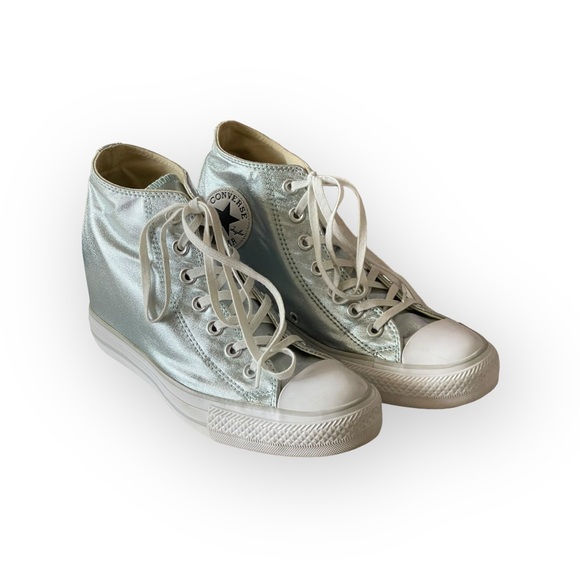 Rare: Sophia Vergara’s Converse ✪ Chucks Lux Mid Wedge Sneakers ✪ Metal Glacier - Picture 13 of 17
